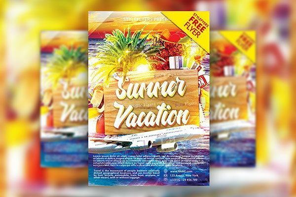 Modern Tropical Summer Vacation Flyer Template FREE PSD