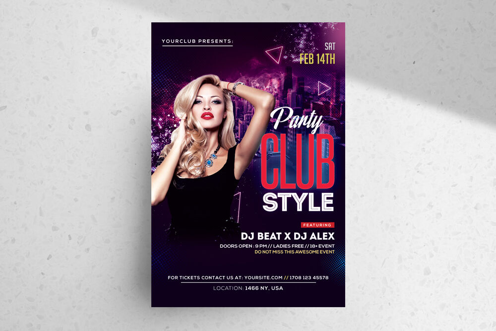 Modern Urban Club Party Flyer Template FREE PSD