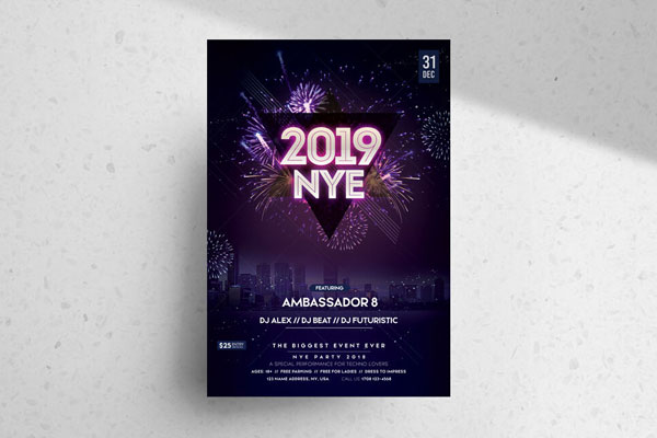 Modern Urban New Year Party Flyer Template FREE PSD