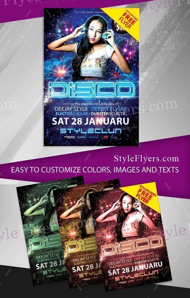 Neon and Futuristic Disco Party Flyer Template (FREE) - Resource Boy