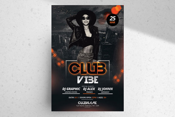 Neon Urban Nightclub Party Flyer Template FREE PSD