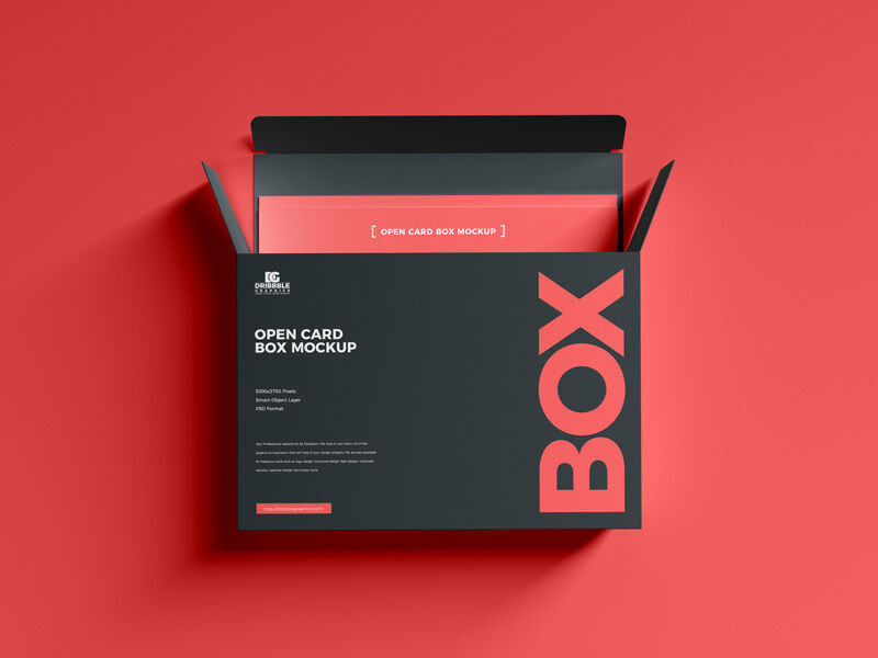 Open Square Card Box Front View Mockup FREE PSD
