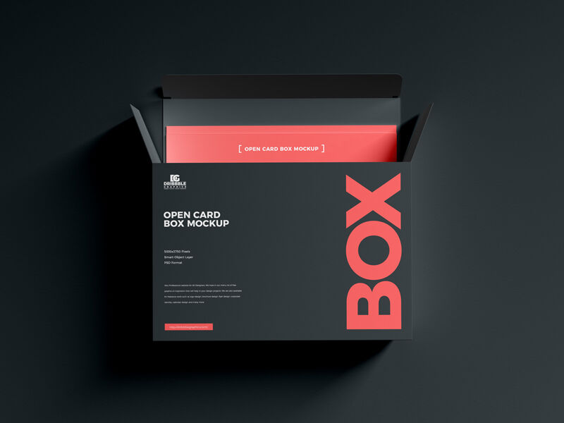 Open Square Card Box Front View Mockup FREE PSD