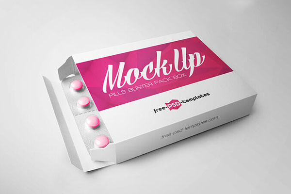 Opened Blister Pills Box Mockup in Perspective View FREE PSD