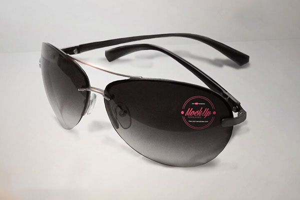Perspective View of a Sunglasses Logo Mockup FREE PSD