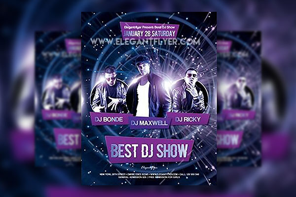 Radiant Futuristic DJ Night Flyer and Facebook Cover Template FREE PSD