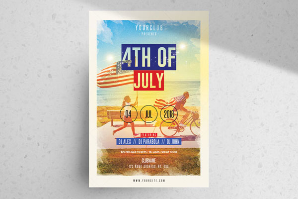 Retro Border 4th of July Flyer Template FREE PSD