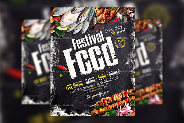 Retro Food Festival Flyer Template FREE PSD