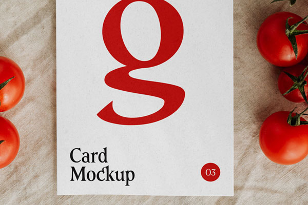 Simple Card on the Kitchen Table with Vegetables Mockup FREE PSD
