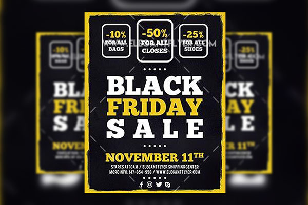 Simple Dark Black Friday Flyer and Facebook Cover Template FREE PSD