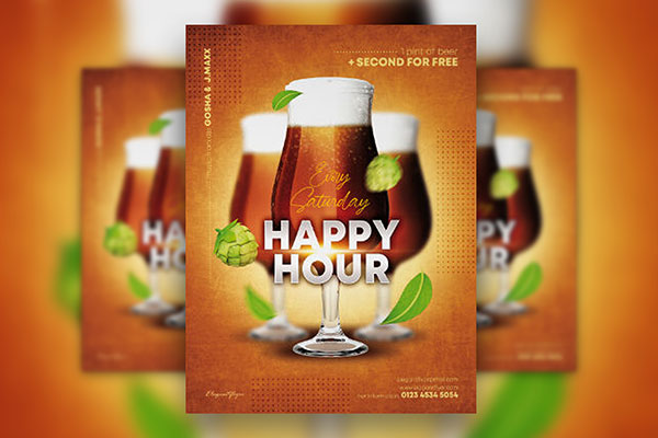 Simple Drinks Happy Hour Flyer Template FREE PSD