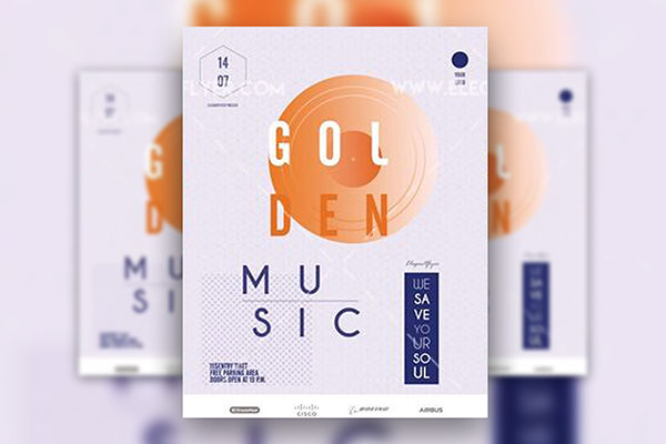 Simple, Geometric, Modern Music Event Flyer Along with Facebook Cover Templates FREE PSD