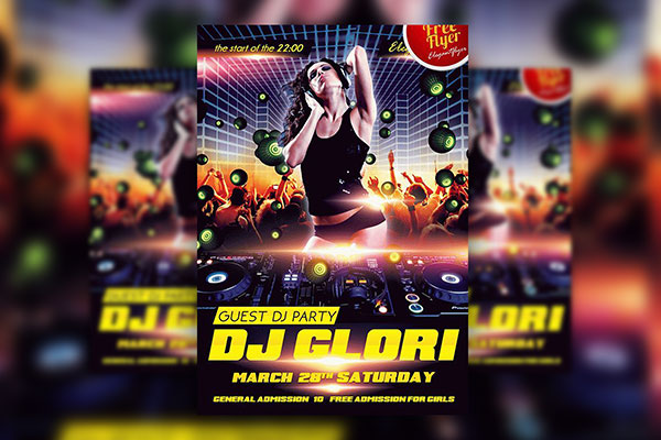 Sparkles Bold DJ Party Flyer Template FREE PSD