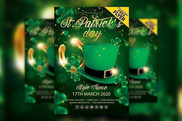 White St Patrick's Day flyer Template