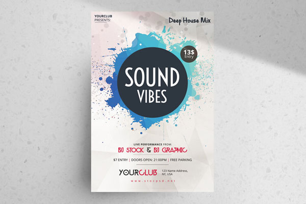 Splash Circle Party Flyer Template FREE PSD