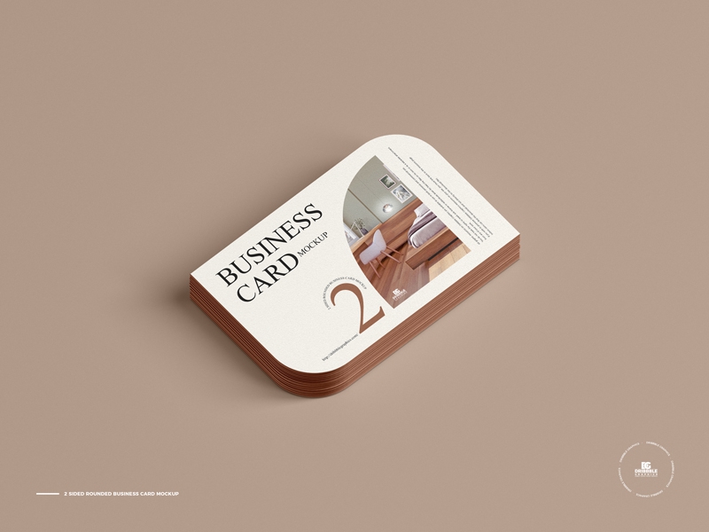 Stack of 2 Sided Rounded Business Cards Mockup FREE PSD