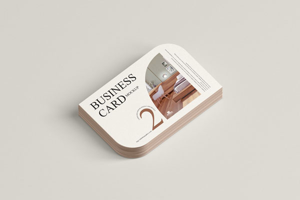 Stack of 2 Sided Rounded Business Cards Mockup Free Download | Resource Boy