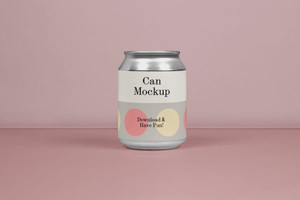 Standing Mini Metal Can Mockup FREE PSD