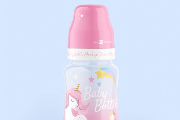 Three Front View Plastic Baby Bottle Mockups FREE PSD