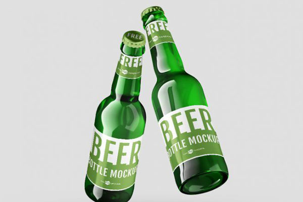 Three Isolated Beer Bottle with Caps on Mockups FREE PSD