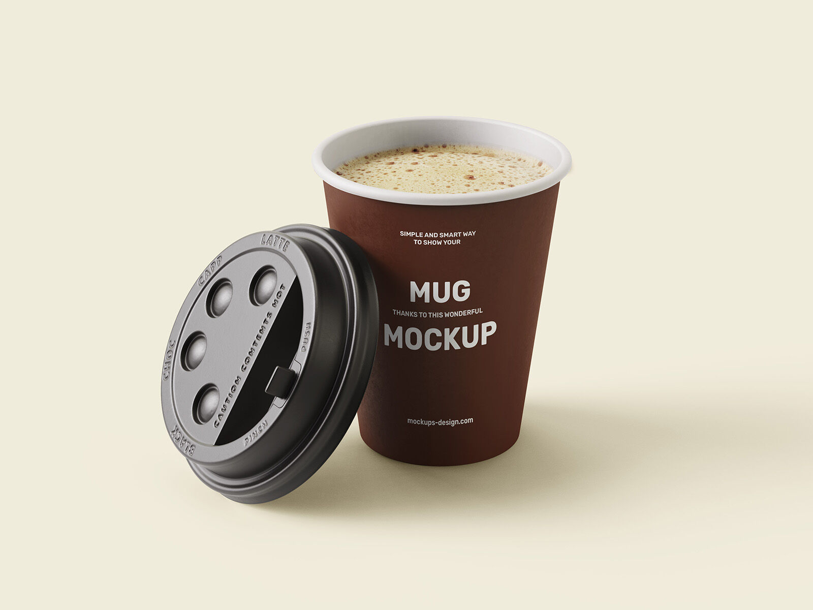 Three Top and Front View Coffee Cup with the Lid Off Mockup FREE PSD
