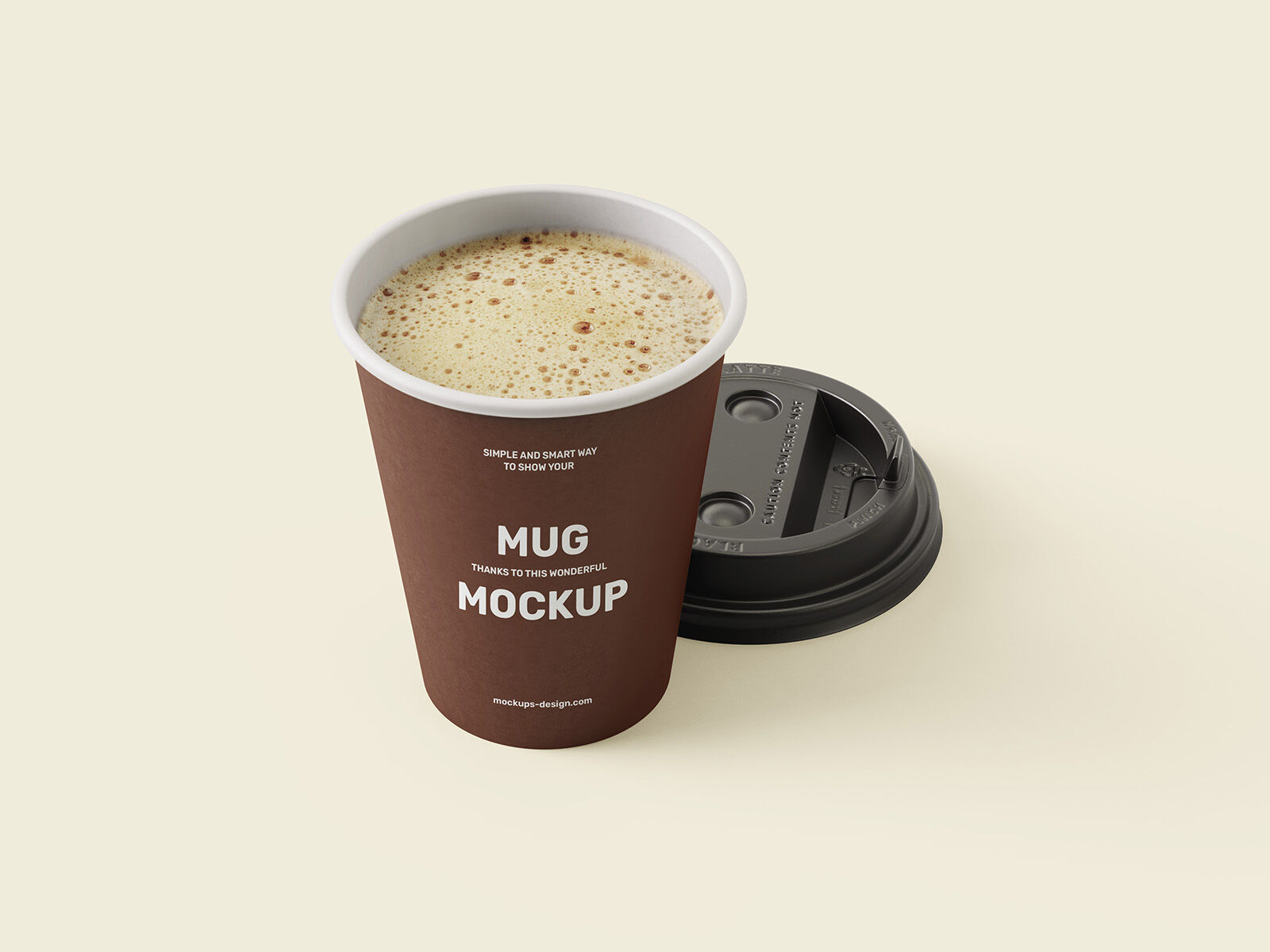 Three Top and Front View Coffee Cup with the Lid Off Mockup FREE PSD
