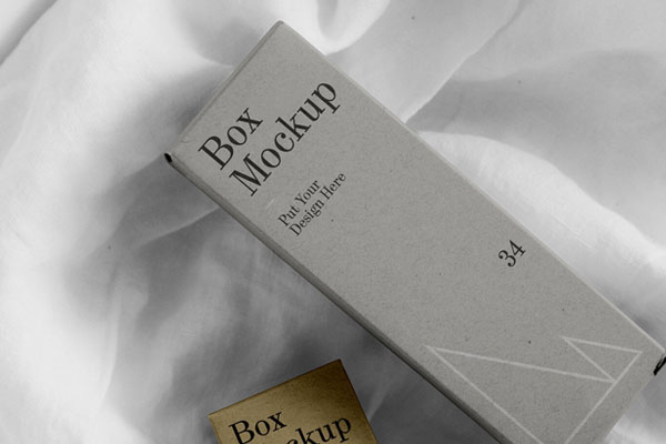 Top View 2 Packaging Boxes on Fabric Mockup FREE PSD