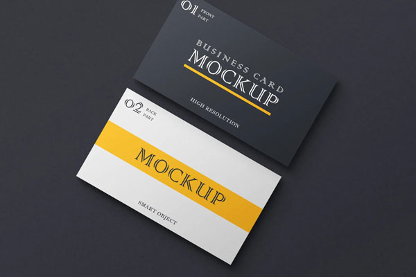 Top View Close-up Shot 2 Business Cards on Floor Mockup FREE PSD