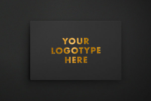Top View Gold Foil Logo on Sheet of Card Mockup FREE PSD