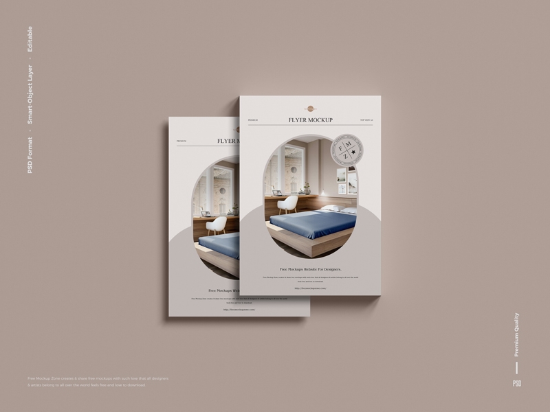 Top View of Two Classy A4 Flyers Mockup FREE PSD