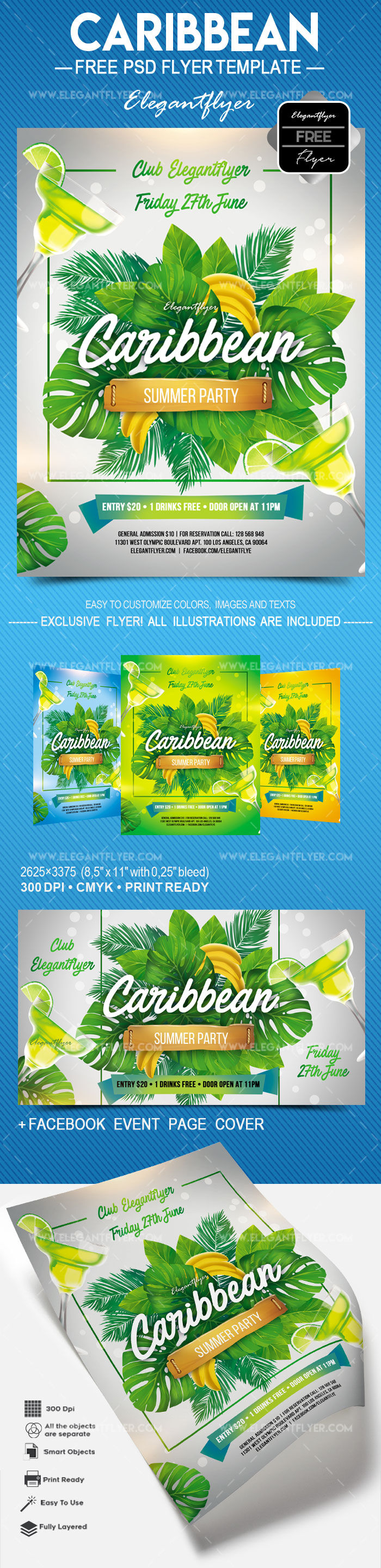 Tropical Border Caribbean Summer Party Flyer Template (FREE) - Resource Boy