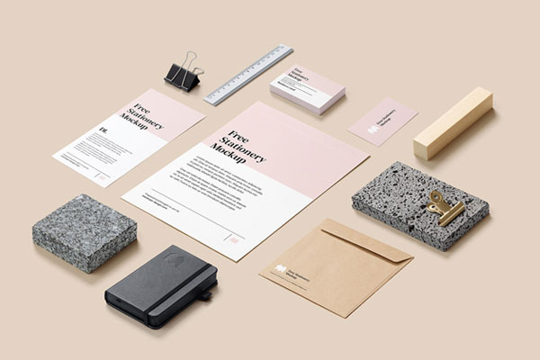 Two Perspective View Minimal Stationery Mockups FREE PSD