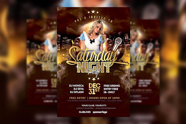 Border Tropical Ladies Night Party Flyer Template (FREE