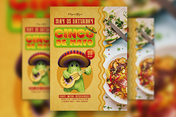 Wavy Photo Cinco de Mayo Flyer Template FREE PSD