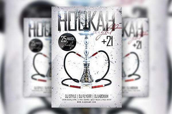 White Modern Hookah Flyer Template FREE PSD