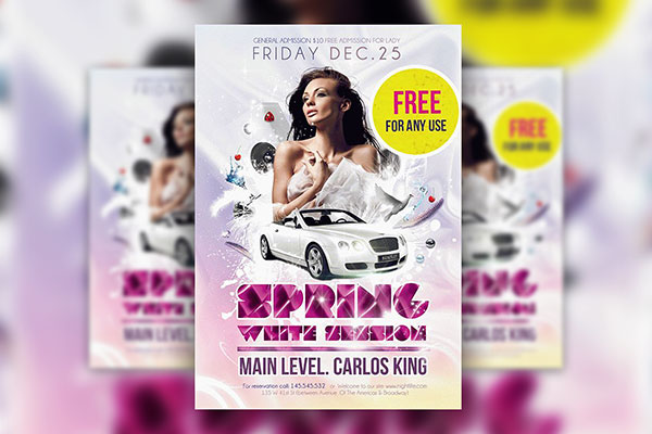 White Spring Event Flyer Template FREE PSD