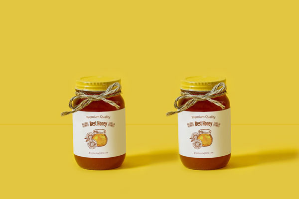 2 Vertical Honey Bottles Mock Up FREE PSD