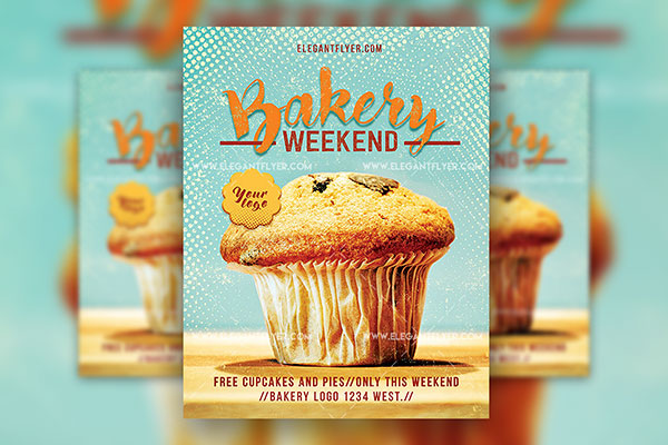 3D, Vintage Bakery Flyer Along with Facebook Cover Templates FREE PSD