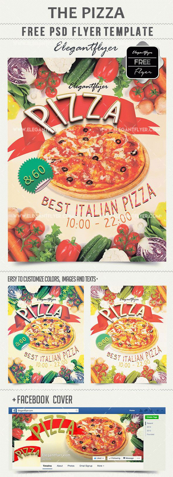 3D, Vintage Fast Food Restaurant Flyer Along with Facebook Cover Templates FREE PSD