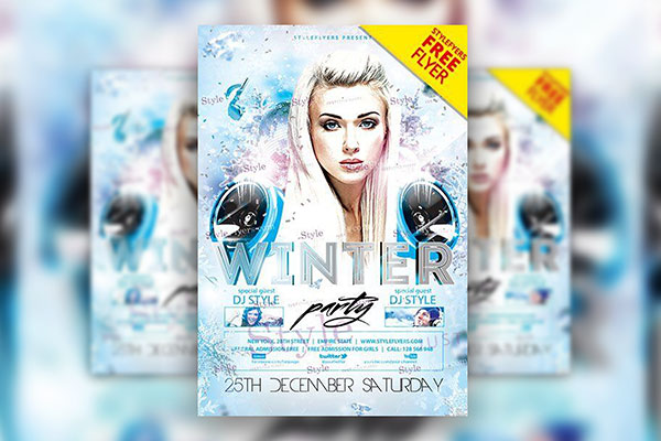 4 Glassy, Icy, Modern Night Party Flyer Templates FREE PSD