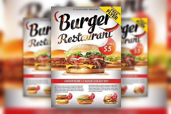 Fast Food Restaurant Flyer Template Featuring A Big Fat Burger Free Resource Boy 9063