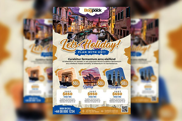 Abstract, Collage Travel Agency Flyer Template FREE PSD