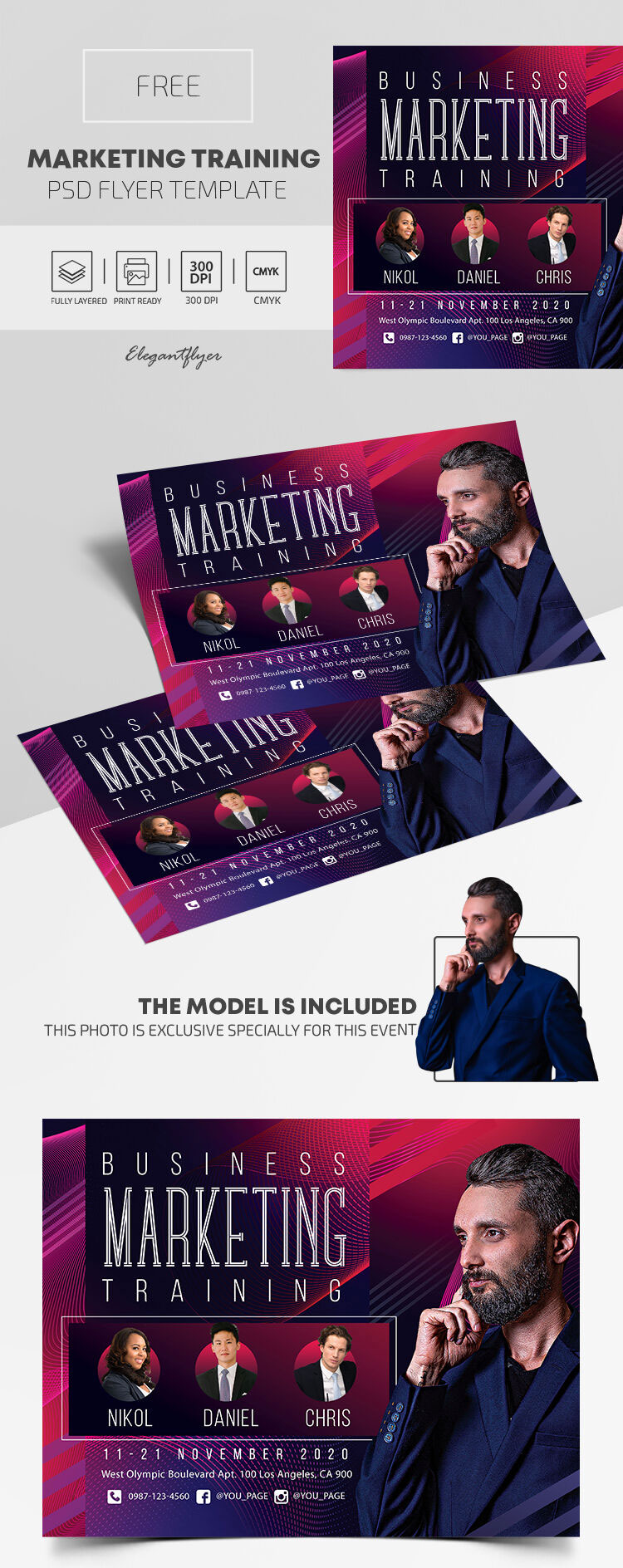 Abstract Marketing Training Flyer Template FREE PSD