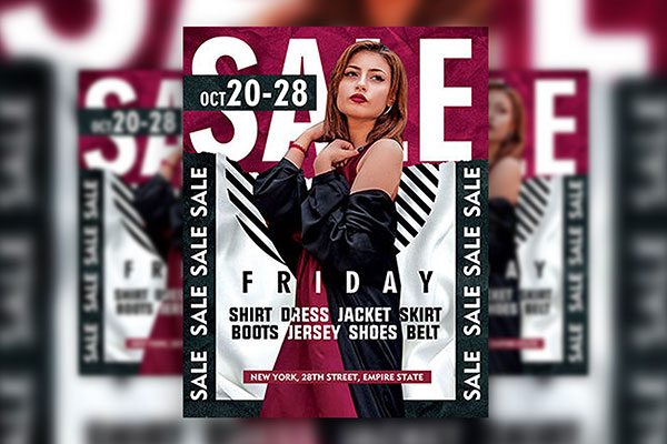 Premium PSD  Poster flyer template fashion sale with a plastic