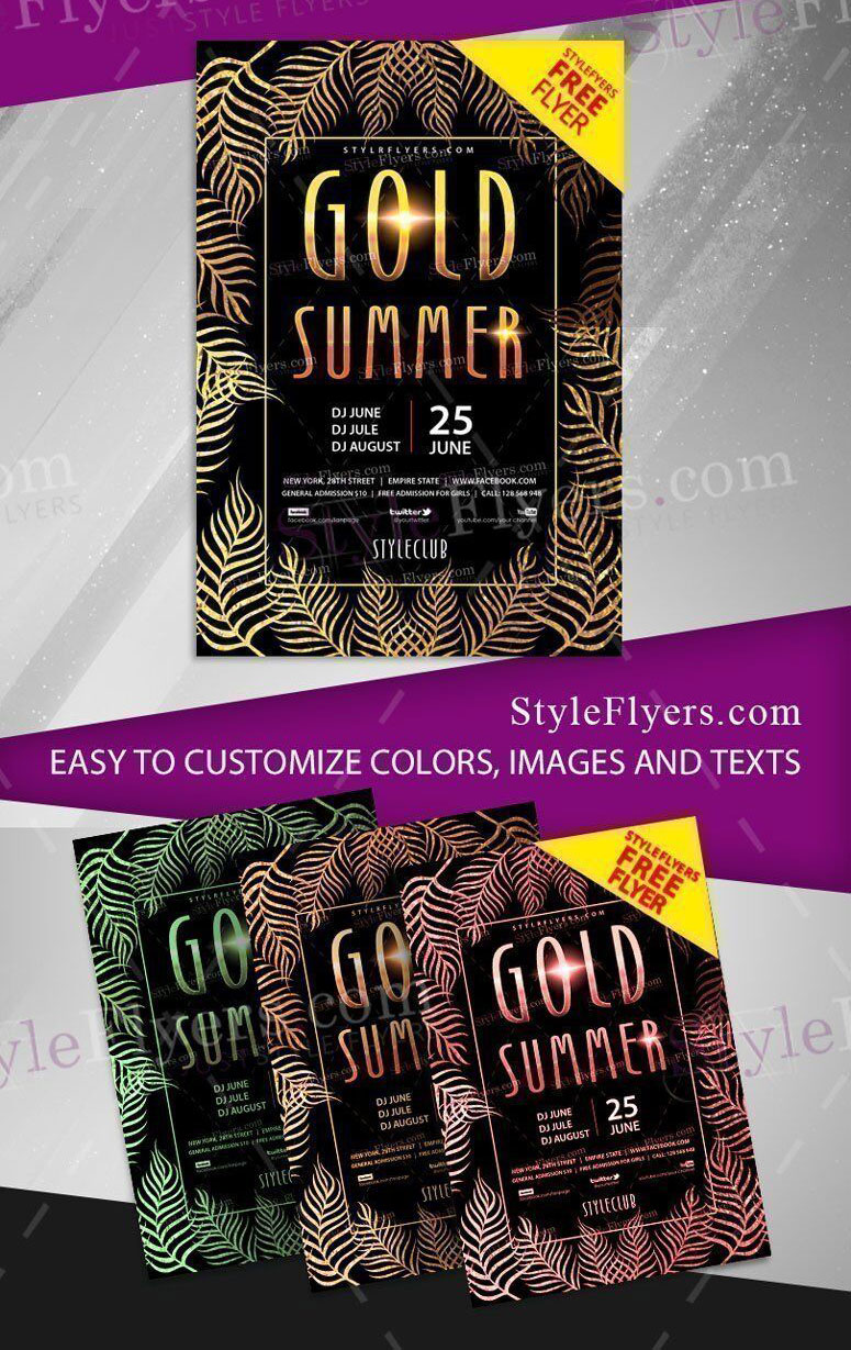 Black and Gold Summer Party Flyer Template FREE PSD