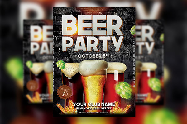 Black Modern Oktoberfest Party Flyer Template FREE PSD