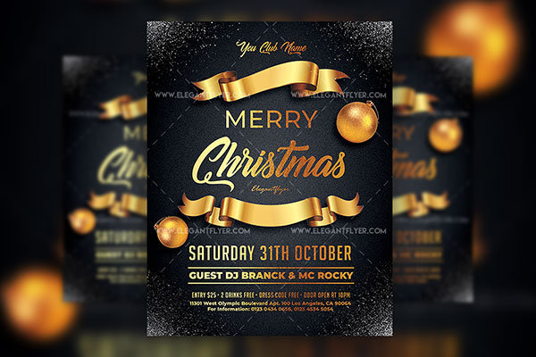 Bold Elegant Golden Merry Christmas Flyer Template (FREE) - Resource Boy