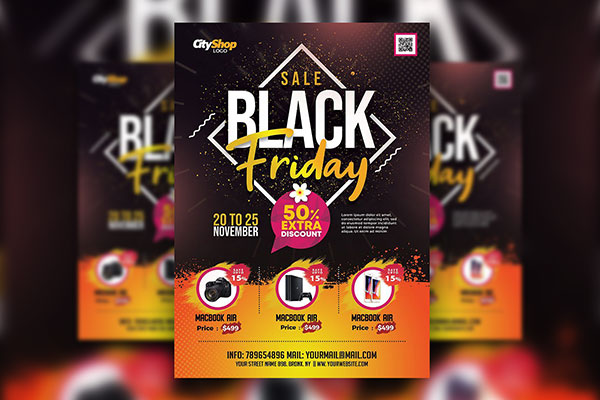 Bold Modern Black Friday Sale Flyer Template FREE PSD