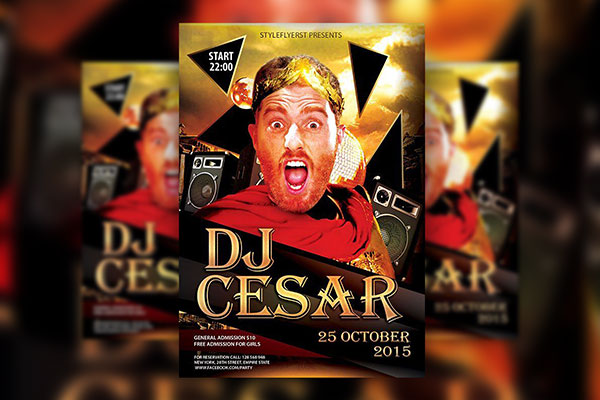 Bold Modern DJ Party Flyer Template FREE PSD