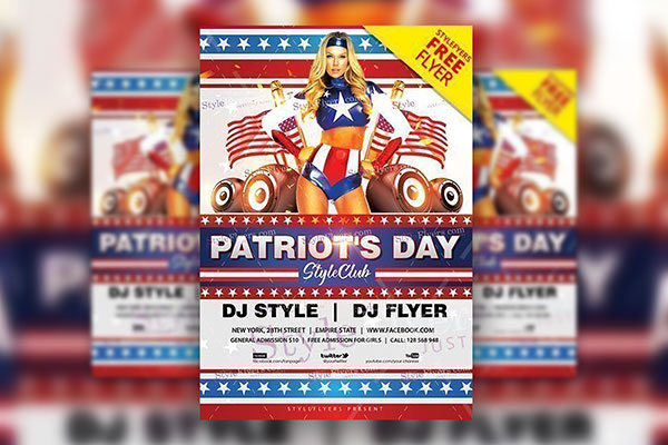 Border Bold Patriot's Day Flyer Template FREE PSD